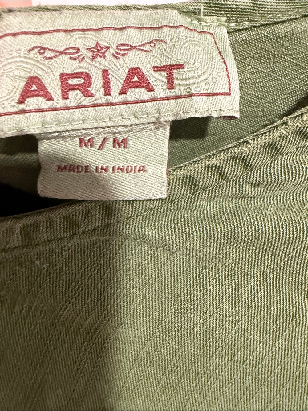 Ariat Olive Embroidered Peplum Women's Top Size Medium - Picture 7 of 9